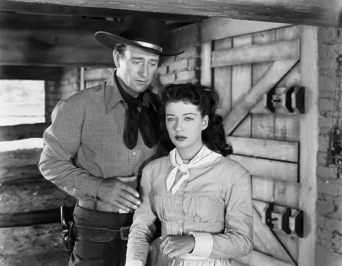 Framed Print : ANGEL AND THE BADMAN, from left, John Wayne, Gail Russell, 1947 Framed Print : ANGEL AND THE BADMAN, from left, John Wayne, Gail Russell, 1947