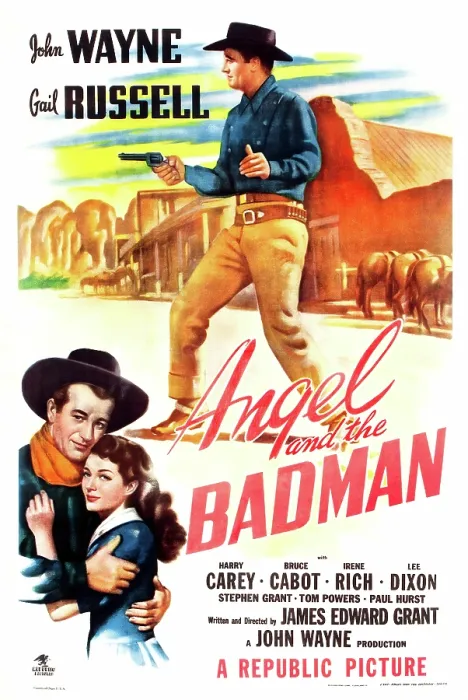 Framed Print : ANGEL AND THE BADMAN, top: John Wayne, lower left from left: John Wayne, Gail Russell, 1947