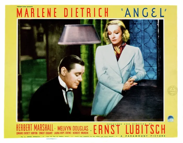 Framed Print : ANGEL, from left: Marlene Dietrich, Herbert Marshall, lobbycard, 1937 Framed Print : ANGEL, from left: Marlene Dietrich, Herbert Marshall, lobbycard, 1937