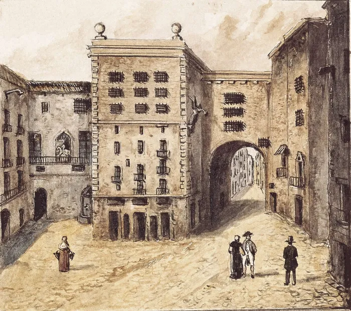 Framed Print : Angel Square. Painting. SPAIN. Barcelona. Barcelona City History Museum. AISA / Everett Collection**US SALES ONLY**