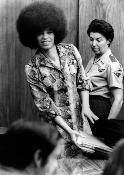 Framed Print : Angela Davis in courtroom. She was charged with conspiracy, kidnap and murder, but eventually acquitted, 1971. Courtesy: CSU Archives / Everett Collection