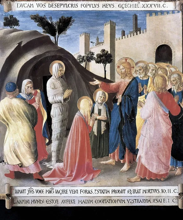 Framed Print : ANGELICO, Fra (1387-1455). Armadio degli Argenti. 1450. Detail with the Resurrection of Lazarus. Renaissance art. Quattrocento. Tempera on wood. ITALY. Florence Framed Print : ANGELICO, Fra (1387-1455). Armadio degli Argenti. 1450. Detail with the Resurrection of Lazarus. Renaissance art. Quattrocento. Tempera on wood. ITALY. Florence