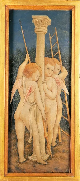 Framed Print : Angels with Instruments of the Passion, by Anonimous Master 1458, 1458, 15th Century, tempera on board, 53 x 21 cm - Italy, Lombardy, Bregamo, Carrara Academy Framed Print : Angels with Instruments of the Passion, by Anonimous Master 1458, 1458, 15th Century, tempera on board, 53 x 21 cm - Italy, Lombardy, Bregamo, Carrara Academy