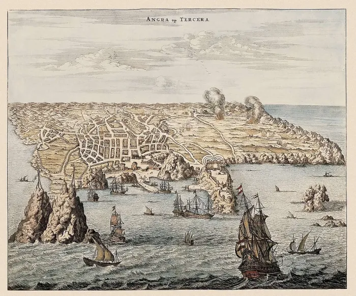Framed Print : Angra on 17th c. Engraving. PORTUGAL. Lisbon. Overseas Historical Archive. AISA / Everett Collection**US SALES ONLY**