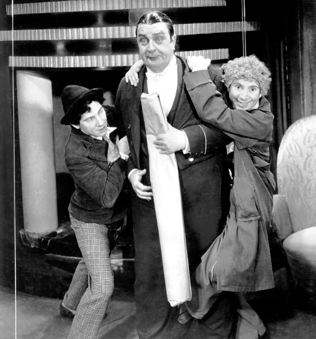 Framed Print : ANIMAL CRACKERS, from left, Chico Marx, Robert Greig, Harpo Marx, 1930