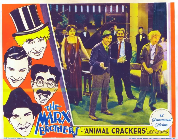 Framed Print : ANIMAL CRACKERS, US lobbycard, left from top: Harpo Marx, Zeppo Marx, Groucho Marx, Chico Marx, center from left: Margaret Dumont, Chico Marx, Groucho Marx, Harpo Marx, 1930 Framed Print : ANIMAL CRACKERS, US lobbycard, left from top: Harpo Marx, Zeppo Marx, Groucho Marx, Chico Marx, center from left: Margaret Dumont, Chico Marx, Groucho Marx, Harpo Marx, 1930
