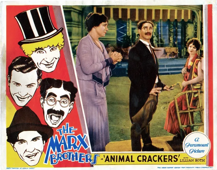 Framed Print : ANIMAL CRACKERS, Margaret Dumont, Harpo Marx, Zeppo Marx, Groucho Marx, Chico Marx, Margaret Irving (sitting), 1930, poster art