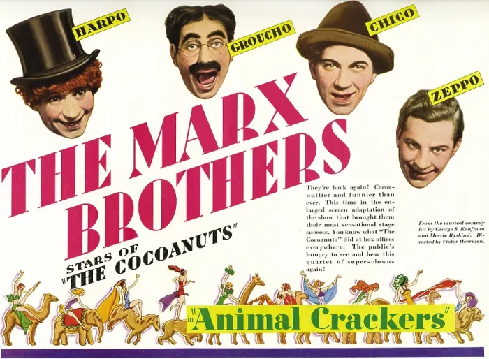 Framed Print : ANIMAL CRACKERS, The Marx Brothers-top l-r: Harpo Marx, Groucho Marx, Chico Marx, Zeppo Marx, 1930 Framed Print : ANIMAL CRACKERS, The Marx Brothers-top l-r: Harpo Marx, Groucho Marx, Chico Marx, Zeppo Marx, 1930