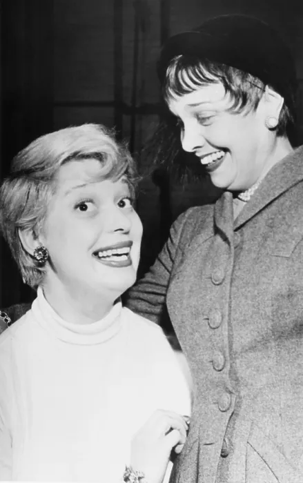 Framed Print : Anita Loos with Carol Channing, who played Lorelei in Gentlemen Prefer Blondes in 1949. The Broadway musical was made into a film in 1953, starring Marilyn Monroe