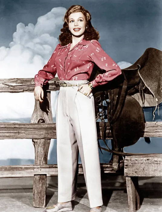 Framed Print : Ann Miller wearing slacks and print blouse, ca. 1940s Framed Print : Ann Miller wearing slacks and print blouse, ca. 1940s