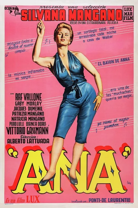 Framed Print : ANNA, (aka ANA), Silvana Mangano on Spanish poster art, 1951