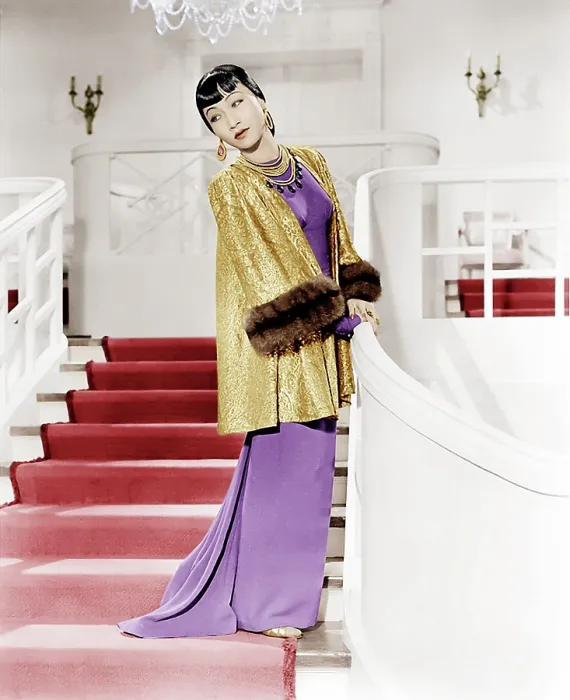 Framed Print : Anna May Wong, in a dress designed by Edith Head, 1937