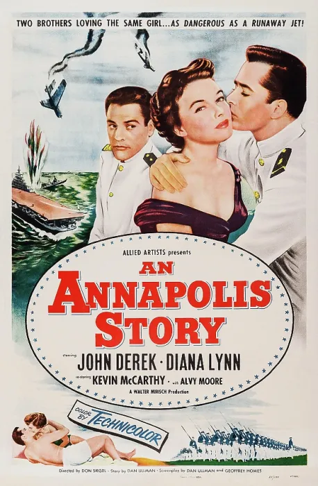 Framed Print : AN ANNAPOLIS STORY, US poster, top from left: Kevin McCarthy, Diana Lynn, John Derek, 1955