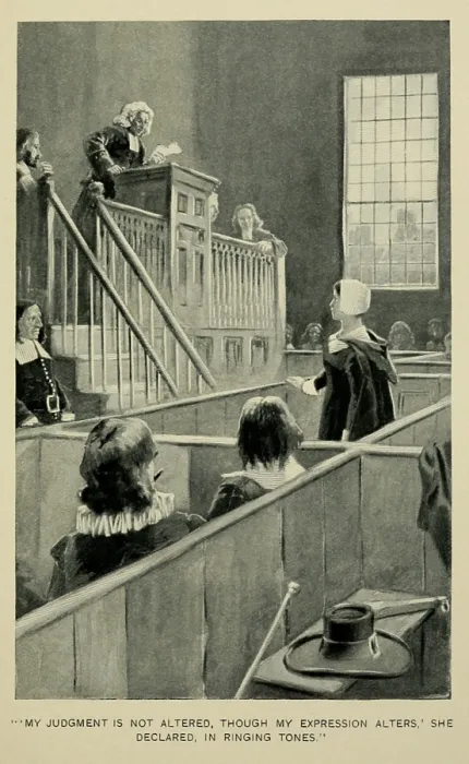 Framed Print : Anne Hutchinson, charged with heresy and questioned before a tribunal for preaching the doctrine of pre-destination, at variance with Puritan theology