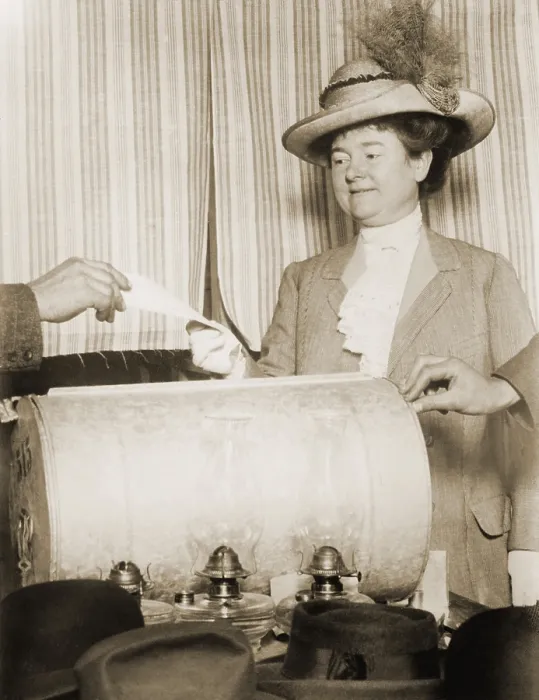 Framed Print : Annie Rolph, wife of San Francisco mayor James Rolph, voting in 1911 Framed Print : Annie Rolph, wife of San Francisco mayor James Rolph, voting in 1911