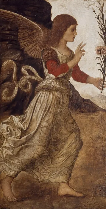 Framed Print : Announcing Angel (Angelo annunciante), by Melozzo da Forl, 1466-1470, 15th Century, oil on canvas, 116 x 60 cm - Italy, Tuscany, Florence, Uffizi Gallery. Whole artwork view Framed Print : Announcing Angel (Angelo annunciante), by Melozzo da Forl, 1466-1470, 15th Century, oil on canvas, 116 x 60 cm - Italy, Tuscany, Florence, Uffizi Gallery. Whole artwork view