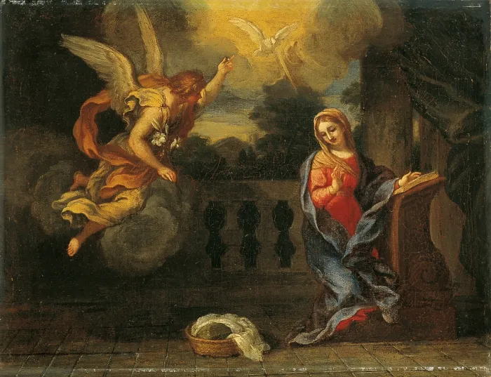 Framed Print : The Annunciation (Annunciazione, by Unknown Roman Artist, fisrt part of 18th Century, oil on canvas - Italy, Lombardy, Milan, Castello Sforzesco, Civic Collection of Ancient Art) Framed Print : The Annunciation (Annunciazione, by Unknown Roman Artist, fisrt part of 18th Century, oil on canvas - Italy, Lombardy, Milan, Castello Sforzesco, Civic Collection of Ancient Art)
