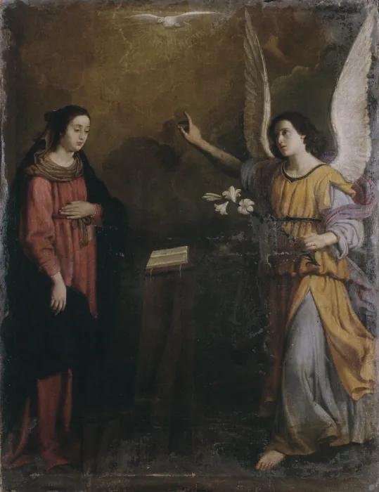 Framed Print : Annunciation, by Giovanni Francesco Nagli also known as Centino, 1638, 17th Century, oil on canvas - Italy, Emilia Romagna, Forl, Church of Saint Alberto. Whole artwork view Framed Print : Annunciation, by Giovanni Francesco Nagli also known as Centino, 1638, 17th Century, oil on canvas - Italy, Emilia Romagna, Forl, Church of Saint Alberto. Whole artwork view