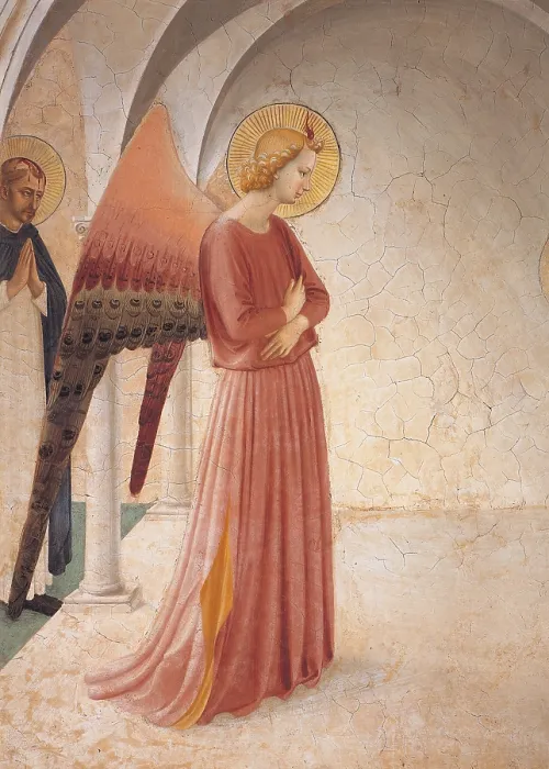 Framed Print : Annunciation, by Guido di Pietro or Piero also called Beato Angelico, 1438 - 1446, 15th Century, fresco - Italy, Tuscany, Florence, Saint Mark Museum, Cloister. Detail