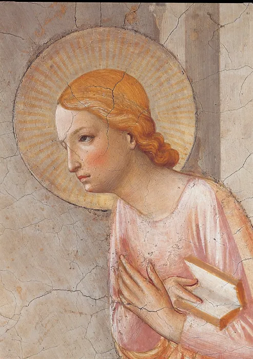 Framed Print : The Annunciation, by Guido di Pietro (Piero) known as Beato Angelico, 1438 - 1446 about, 15th Century, fresco, cm 190 x 164 - Italy, Tuscany, Florence, San Marco Convent, cell 3