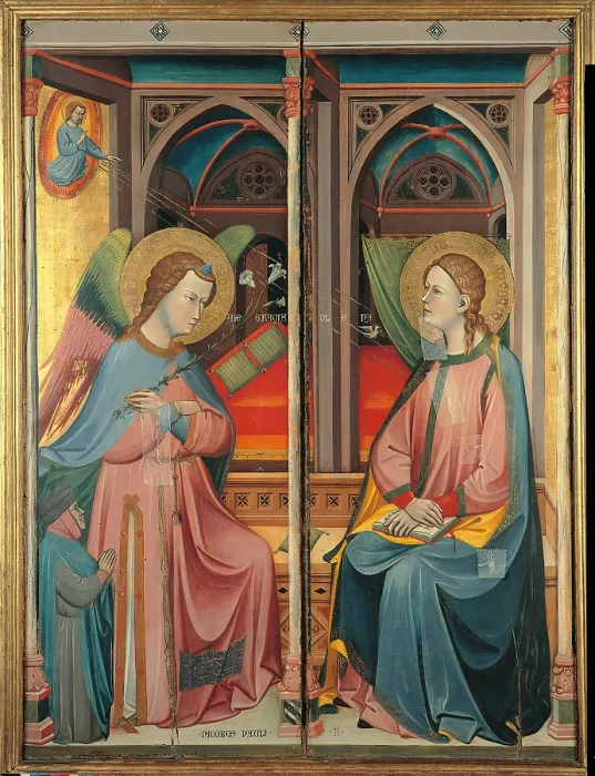 Framed Print : Annunciation, by Jacopo di Paolo, 1426 ante, 15th Century, - Italy, Emilia Romagna, Bologna, Municipal Art Gallery. All Framed Print : Annunciation, by Jacopo di Paolo, 1426 ante, 15th Century, - Italy, Emilia Romagna, Bologna, Municipal Art Gallery. All