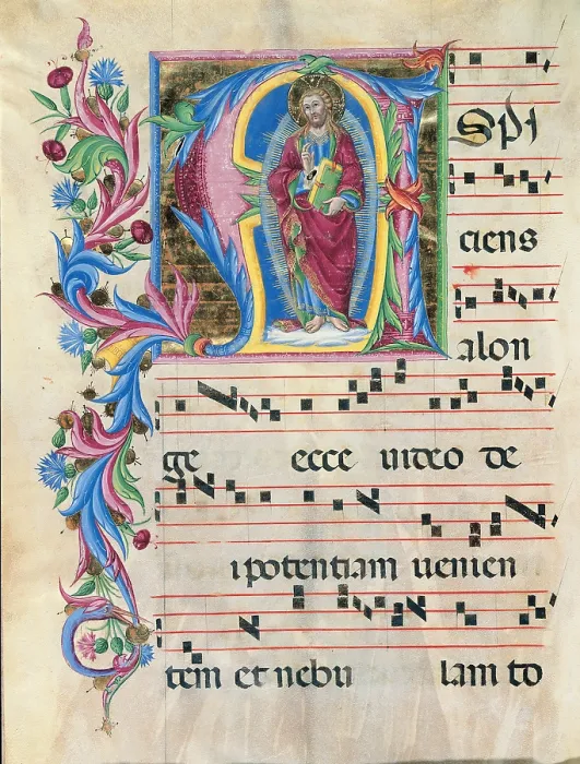 Framed Print : Anonymous Sienese painter, Day hours and night hours antiphonary from the first Saturday of Advent to the IV Sunday after Epiphany, 15th Century, illuminated manuscript, Italy Framed Print : Anonymous Sienese painter, Day hours and night hours antiphonary from the first Saturday of Advent to the IV Sunday after Epiphany, 15th Century, illuminated manuscript, Italy