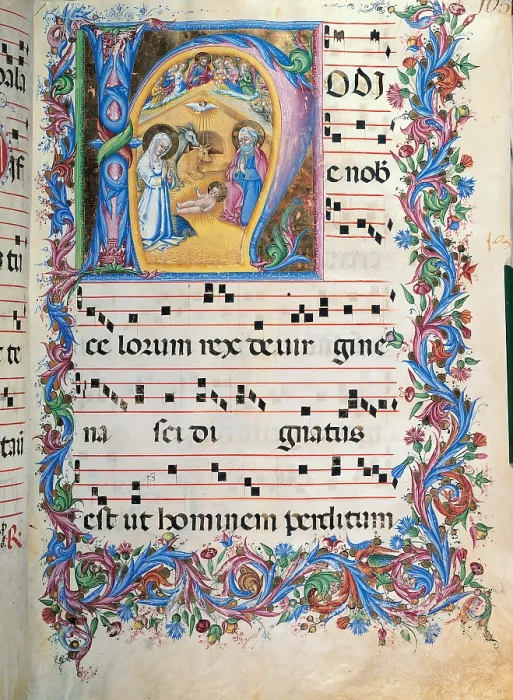 Framed Print : Anonymous Sienese painter, Day hours and night hours antiphonary from the first Saturday of Advent to the IV Sunday after Epiphany, 15th Century, illuminated manuscript, Italy Framed Print : Anonymous Sienese painter, Day hours and night hours antiphonary from the first Saturday of Advent to the IV Sunday after Epiphany, 15th Century, illuminated manuscript, Italy