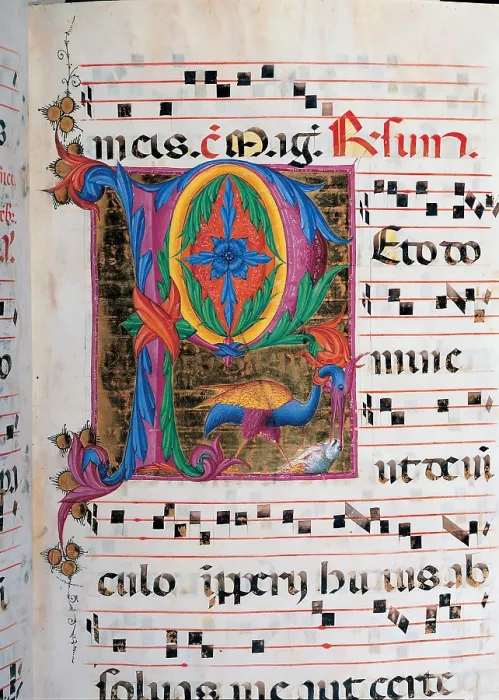 Framed Print : Anonymous Sienese painter, Day and night Antiphonary from the 6th Sunday after Pentecost to the Advent, 15th Century, illuminated manuscript, Italy, Tuscany, Siena