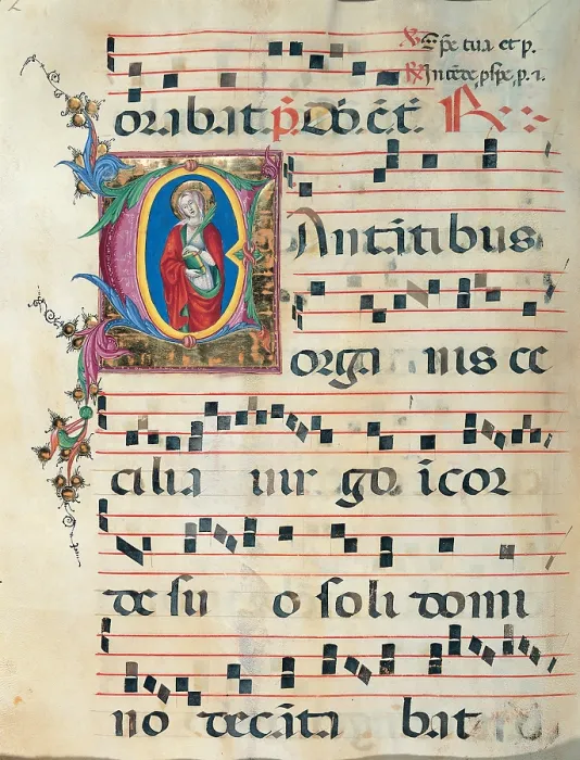 Framed Print : Anonymous Sienese painter, Day and night Antiphonary from the 6th Sunday after Pentecost to the Advent, 15th Century, illuminated manuscript, Italy, Tuscany, Siena
