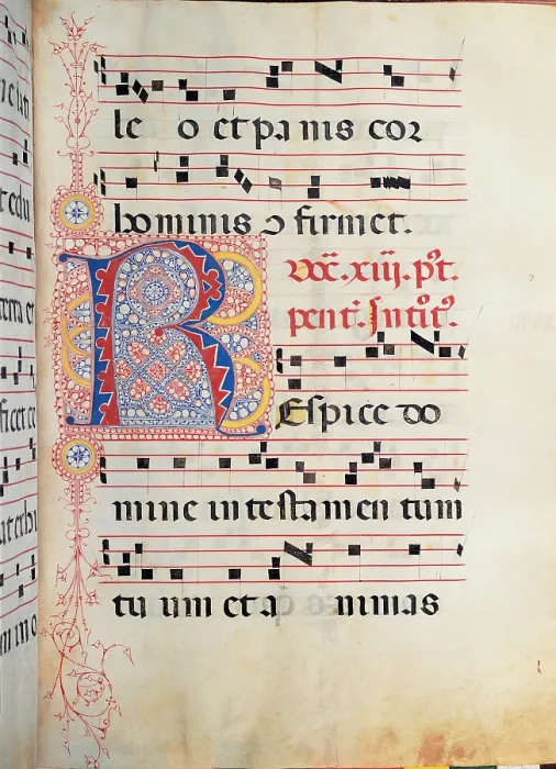 Framed Print : Anonymous Sienese painter, Gradual from Palm Sunday to the XXIV Sunday after Pentecost, 15th Century, illuminated manuscript, Italy, Tuscany, Siena, Osservanza Basilica