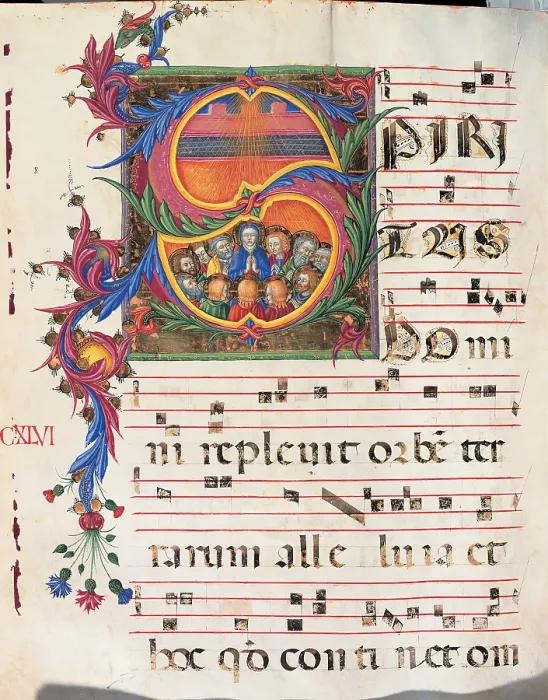 Framed Print : Anonymous Sienese painter, Gradual from Palm Sunday to the XXIV Sunday after Pentecost, 15th Century, illuminated manuscript, Italy, Tuscany, Siena, Osservanza Basilica