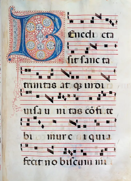 Framed Print : Anonymous Sienese painter, Gradual from Palm Sunday to the XXIV Sunday after Pentecost, 15th Century, illuminated manuscript, Italy, Tuscany, Siena, Osservanza Basilica