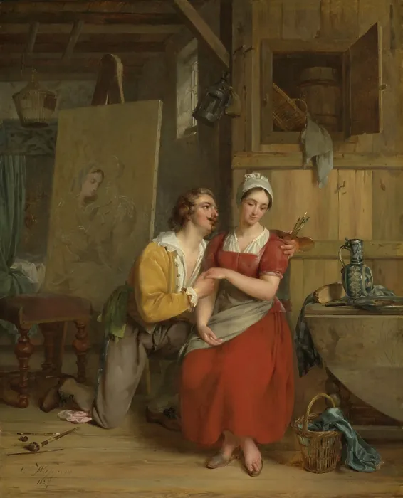 Framed Print : Anthony van Dyck in Love with his Model, by Gustave Wappers, 1827, Belgian painting, oil on panel Framed Print : Anthony van Dyck in Love with his Model, by Gustave Wappers, 1827, Belgian painting, oil on panel