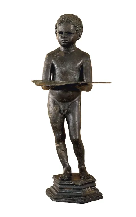 Framed Print : Anthropomorphic Lamp Known as El Negret. 1st-2nd c. It represents an Ethiopian young slave. Roman art. Early Empire. Sculpture on bronze. SPAIN. Tarragona