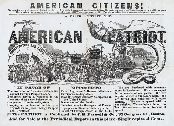 Framed Print : Anti-Irish advertisement. An advertisement announcing publication of the 'American Citizen, ' a short-lived nativist newspaper