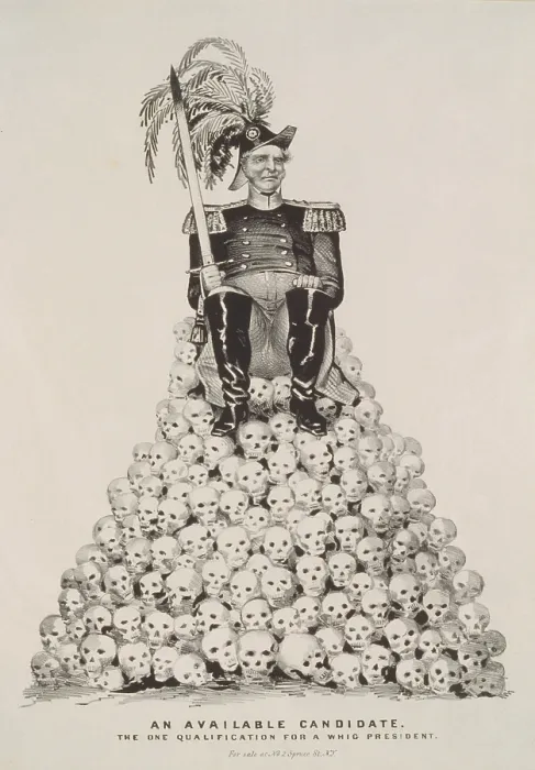 Framed Print : Anti-Whig cartoon of 1848, depicting a military uniformed 'available candidate, ' referring to the two victorious generals of the recently concluded Mexican War, Gen