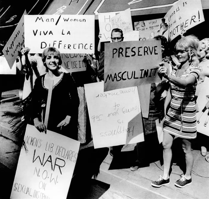 Framed Print : Anti-Women's Liberation protesters