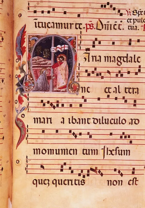 Framed Print : Antiphonary with miniature of Noli Me Tangere, by Giotto, 13th Century, - Italy, Veneto, Padua, Santa Maria Assunta Cathedral