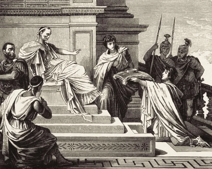 Framed Print : Antony, Mark or Marcus Antonius (82-30 BC); SHAKESPEARE, William (1564-1616). Illustration for William Shakespeare's work 'Julius Caesar', written in 1600