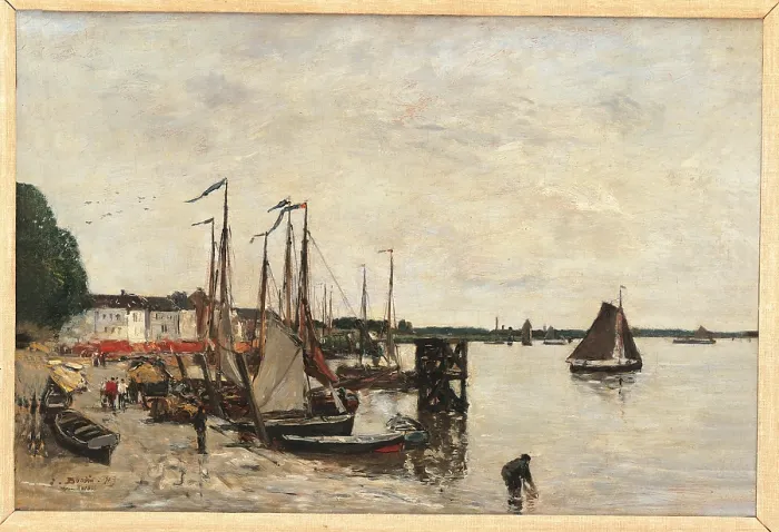Framed Print : Anvers, the Port, by Eugne Boudin, 1871, 19th Century, oil on canvas, cm 31, 3 x 46, 7 - France, Ile de France, Paris, Muse dOrsay. All