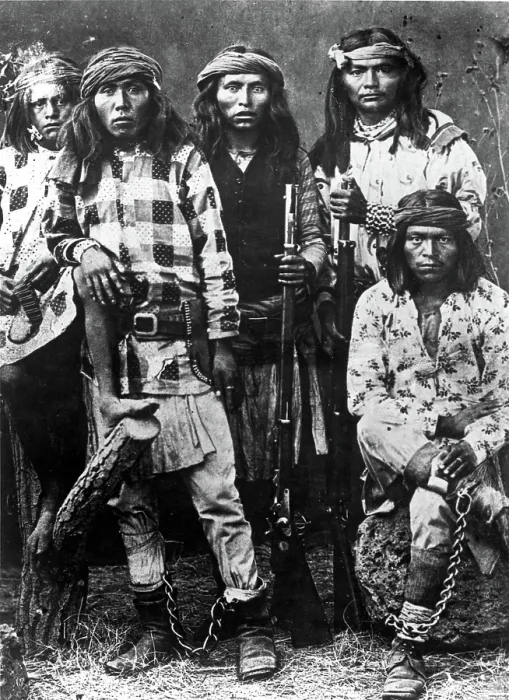 Framed Print : APACHE INDIANS-A group of Apaches, two of whom are in chains and soon to be hanged.. Courtesy: CSU Archives / Everett Collection Framed Print : APACHE INDIANS-A group of Apaches, two of whom are in chains and soon to be hanged.. Courtesy: CSU Archives / Everett Collection