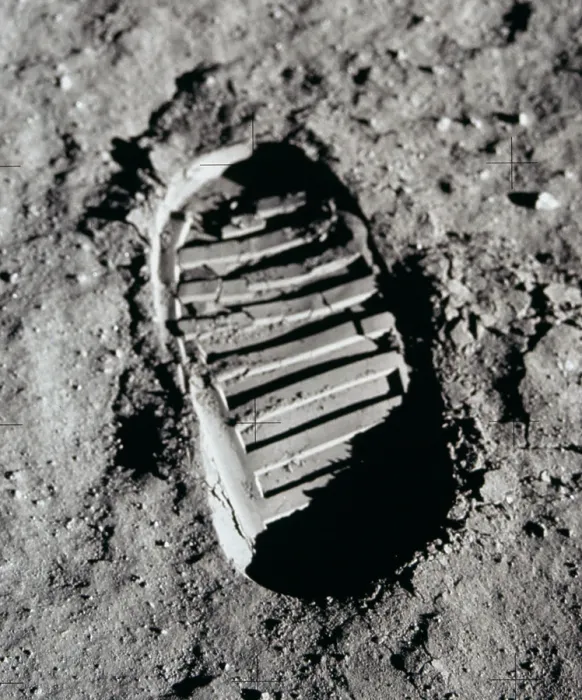 Framed Print : Apollo 11 boot print on the Moon. July 20, 1969