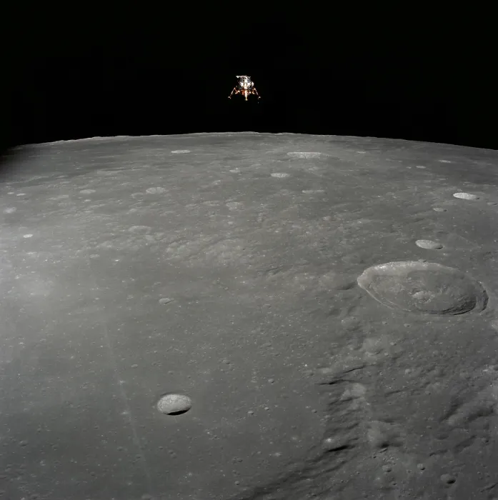Framed Print : Apollo 12 lunar module Intrepid landing on the Moon's surface. It landed in the Ocean of Storms where the Surveyor 3 probe landed on April 20, 1967 Framed Print : Apollo 12 lunar module Intrepid landing on the Moon's surface. It landed in the Ocean of Storms where the Surveyor 3 probe landed on April 20, 1967