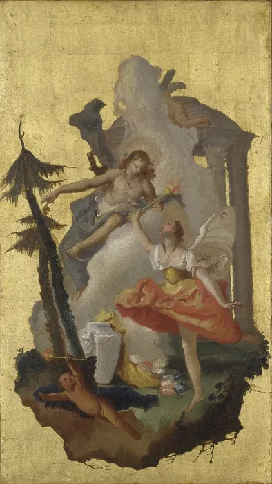 Framed Print : Apollo and Aurora, by Francesco Lorenzi, 18th Century, canvas - Italy, Friuli Venezia Giulia, Udine, Civic Museums. Whole artwork view