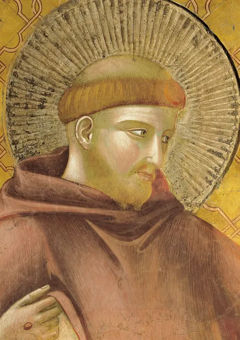 Framed Print : The Apparition to Gregory IX, by Giotto, 1300 - 1300, 14th Century, fresco, cm 270 x 230 - Italy, Umbria, Perugia, Assisi, Upper Basilica of San Francesco, nave. Detail