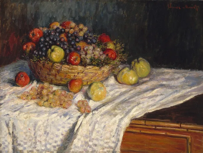 Framed Print : Apples and Grapes, by Claude Monet, 1879-80, French impressionist painting, oil on canvas