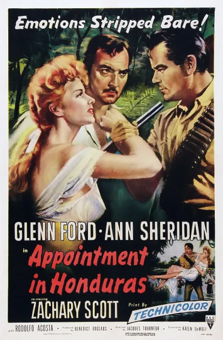 Framed Print : APPOINTMENT IN HONDURAS, US poster art, from left: Ann Sheridan, Zachary Scott, Glenn Ford, 1953