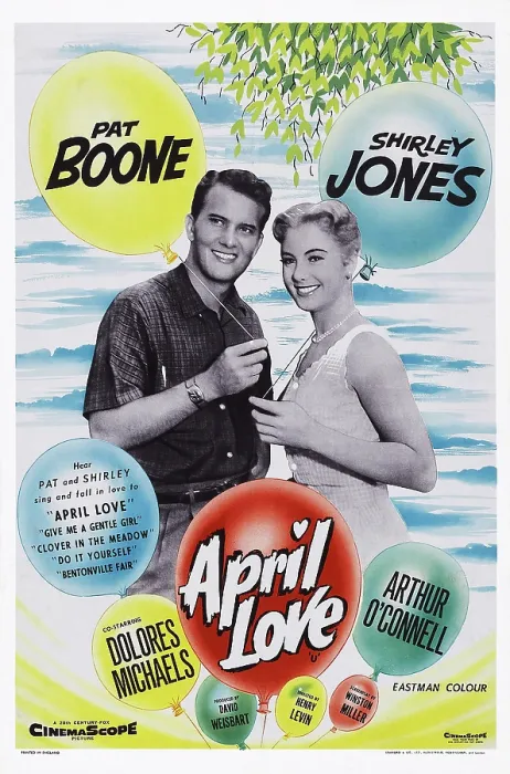 Framed Print : APRIL LOVE, l-r: Pat Boone, Shirley Jones on British poster art, 1957, TM and Copyright 20th Century Fox Film Corp. All rights reserved. / courtesy Everett Collection