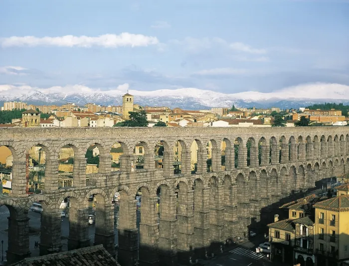 Framed Print : Aqueduct in Segovia. 1st c. SPAIN. CASTILE AND LEON. SEGOVIA. Segovia. Roman aqueduct, built at the of 1st century. Roman art. Early Empire. Architecture