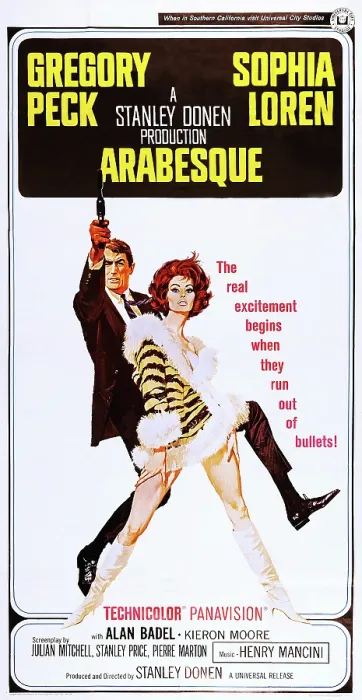 Framed Print : ARABESQUE, l-r: Gregory Peck, Sophia Loren on poster art, 1966 Framed Print : ARABESQUE, l-r: Gregory Peck, Sophia Loren on poster art, 1966